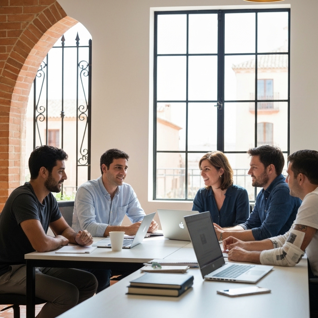 Equipo TechFormación trabajando en oficinas modernas